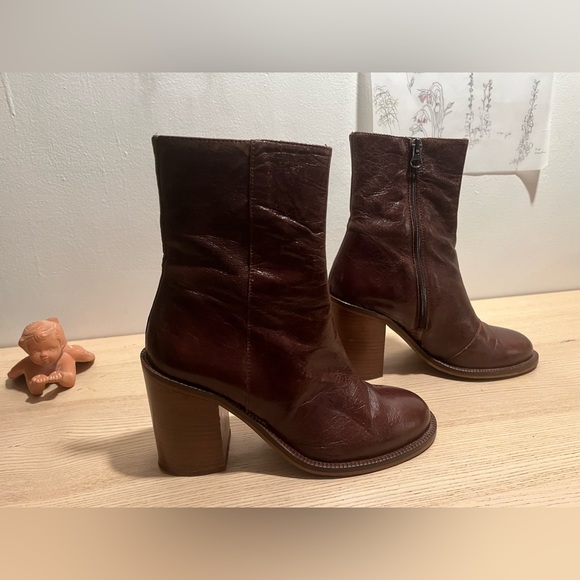 L’intervalle chestnut brown leather boots - Picture 4 of 5